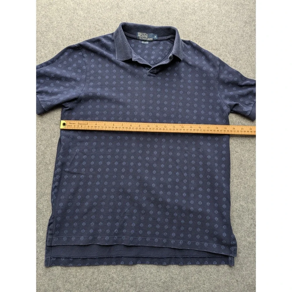 Ralph Lauren Men's Polo Shirt Medium Blue Diamond Geometric Pullover Short...